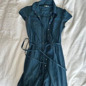 Plaid Button-Up Dress